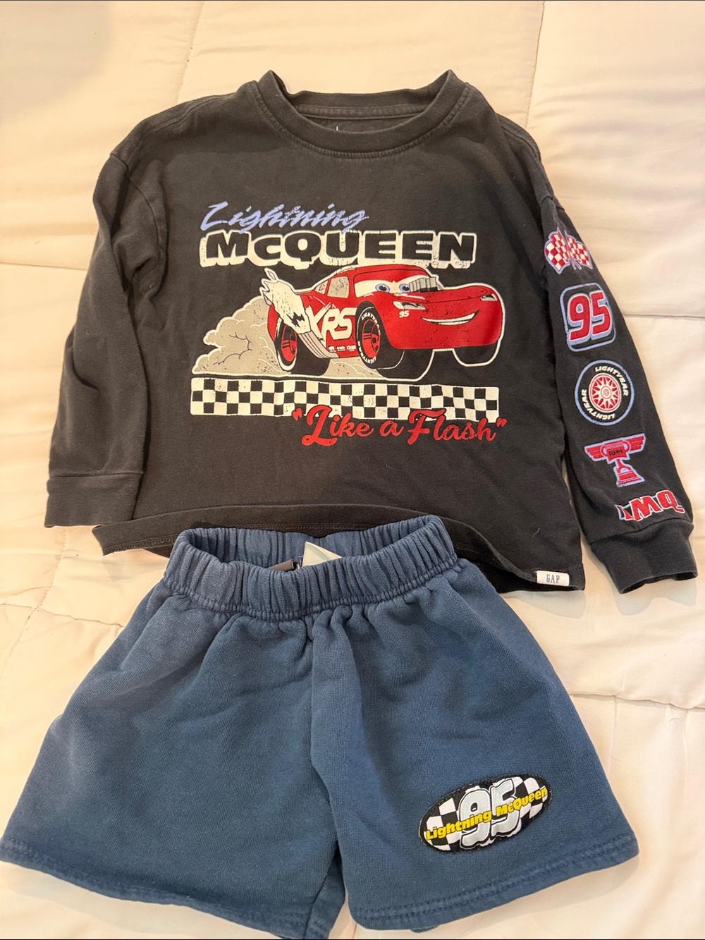 Disney Pixar Lightning McQueen Bundle - dark blue tee & navy shorts (Gap & Zara)